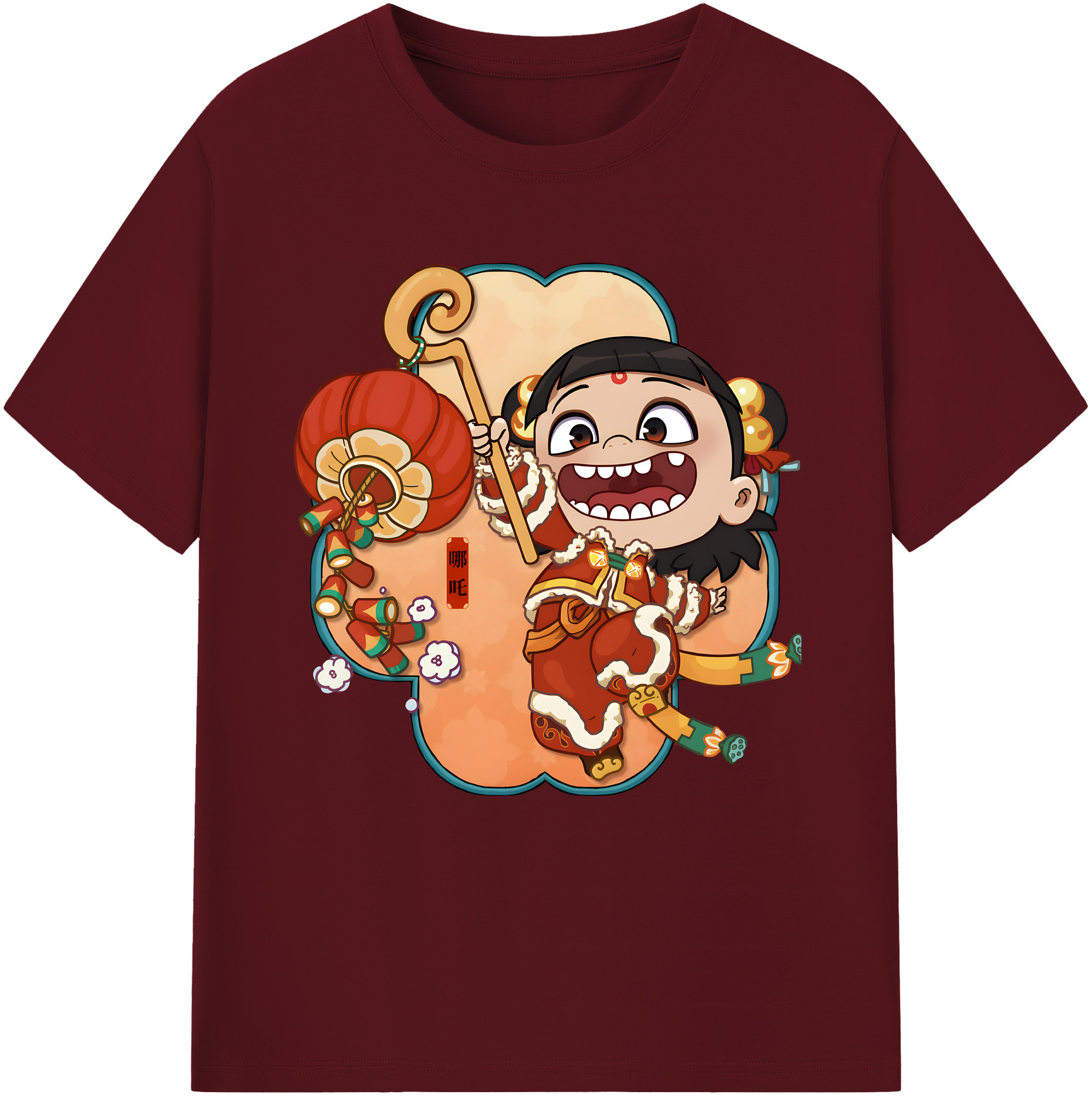 （画像用） Ne Zha 2 ナタ 魔童の大暴れ 綿100％半袖Tシャツ（フロントプリント）